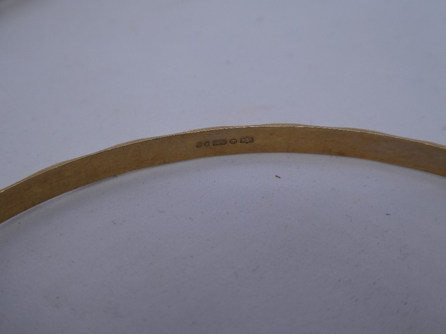 Two 9ct yellow gold bangles, the largest 7cm diameter, both marked 375, 9.4g approx - Image 2 of 3