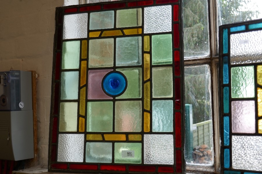 2 old leaded glass panels
