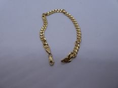 9ct yellow gold curb link bracelet, marked 375, 21cm, approx 8.8g