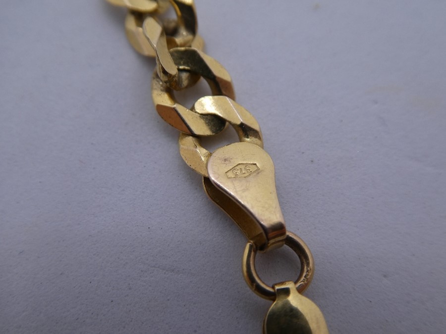 9ct yellow gold curb link bracelet, marked 375, 21cm, approx 8.8g - Image 2 of 3