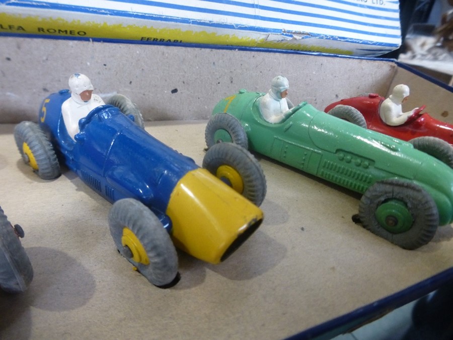 Dinky Gift Set No. 4 racing cars, appear in good bright original paintwork, in good original box wit - Image 3 of 10