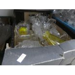 Three boxes of glassware to include glasses, bowls, vases, plate, etc