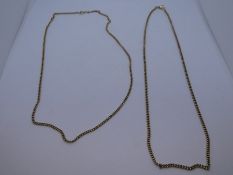 Two 9ct yellow gold neckchains, both marked 375, both approx 47cm, 13.9g approx