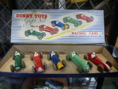 Dinky Gift Set No. 4 racing cars, appear in good bright original paintwork, in good original box wit