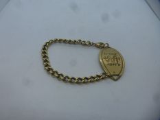 9ct yellow medical bracelet, inscribed 'Medic Alert', 17.5g, marked 375