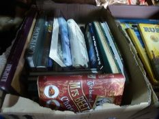 Four boxes of books to include Children's annuals, Coronation books, etc