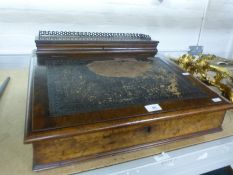 A 19th Century burr walnut sloping desk box, 53cm