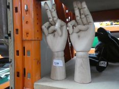 Two x artist model wooden hands