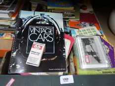 A selection of vintage ephemera, books, magazines, some on the subject of vintage cars