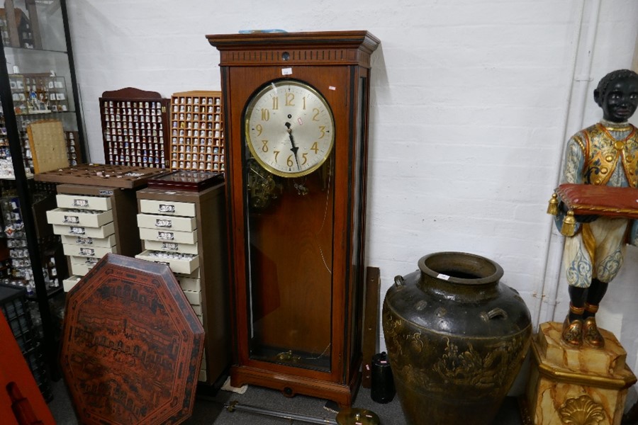 Late 19th Century Regulator Clock having gravity escapement by John H Barton in oak and ebony glazed