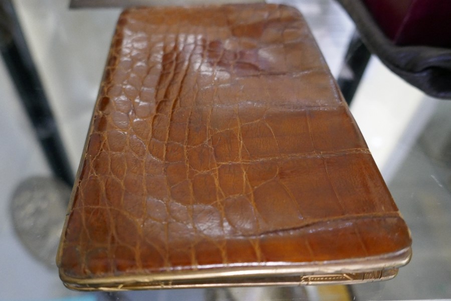 A crocodile leather card case, a spelter figure of Tiger, coins and sundry - Image 5 of 5