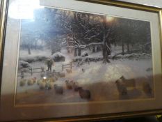 Three framed and glazed pictures, one AF, depicting Cadburys etc
