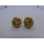 Pair of 18ct yellow gold knot design earrings, marked 750, by Linda Erre, approx 8g
