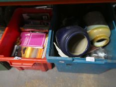 Four boxes of mixed pottery, china, stoneware, etc and a box of vintage maps