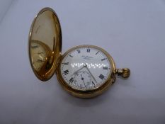 Antique 9ct yellow gold full hunter pocket watch by J W Benson, case marked JWB, 4283, 375, the move