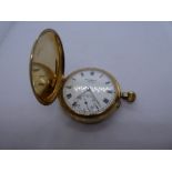 Antique 9ct yellow gold full hunter pocket watch by J W Benson, case marked JWB, 4283, 375, the move