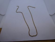 Unmarked yellow gold belcher neck chain, approx 45cm, marks worn, 5.5g approx