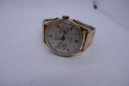 Vintage 18ct yellow gold 'Chronographe Suisse' wristwatch, case marked 750, on plated strap