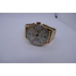 Vintage 18ct yellow gold 'Chronographe Suisse' wristwatch, case marked 750, on plated strap