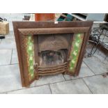 Ornately cased iron and tiled Victorian fireplace - 97cm x 97cm