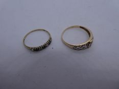Two 9ct yellow gold dress rings, one of Celtic design with an amethyst, the other set sapphire and z