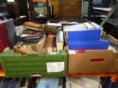 Seven boxes of mixed books of various topics, including Railway, Steam Engines, Electrical Engines,