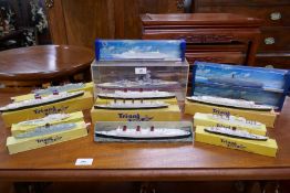 A quantity of Tri-ang and die cast ships, mainly in boxes and others