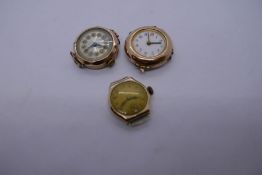 Three vintage 9ct yellow gold watches, all marked 375, gross weight 35.6g approx