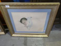 Pair of gilt framed and glazed prints of babies - Bessie Peas Gutmann