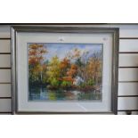 Gary Shepard, a watercolour titled Autumn Reflection, Canadian lake scene
