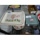 Minton 'Golden Days' plate, advertising tile, 'Jones Sewing Machines' and 3 glass paperweights