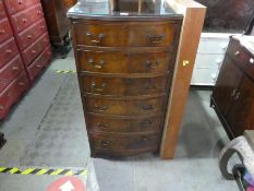 Vintage mahogany bow front chest of 6 drawers