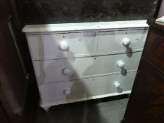 Vintage blanket box and white painted chest of two short over two long drawers