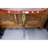 A French style consul table having central leg with marble top, 90cm