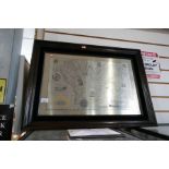 A metal framed map of the oceans by The Royal Geographical Society