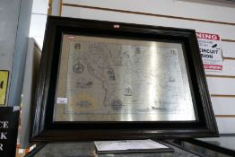 A metal framed map of the oceans by The Royal Geographical Society