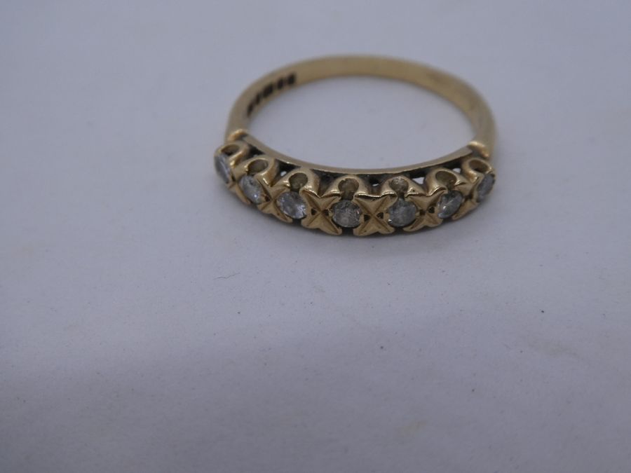 9ct yellow gold diamond set band ring, marked 375, 2.6g approx, size Q - Image 3 of 3
