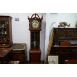 A reproduction hardwood longcase clock having Chinese style decoration, height 204cms