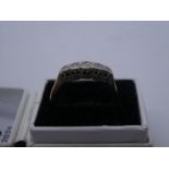 18ct yellow gold and platinum with 5 illusion set diamonds, marked 18ct and PLAT, size K, approx 1.8