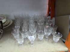 A selection of cut glass wine and tumbler glasses