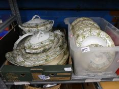 Two boxes of Doulton including plates, serving dishes, tureens