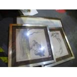 A selection of framed and glazed pictures mostly containing humorous golfing scenes