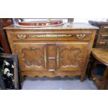 Early 19th Century French buffet, Yew wood and Oak construction having one long drawer, 138cm
