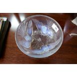 A Sabino glass bowl decorated with three birds