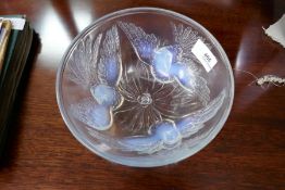 A Sabino glass bowl decorated with three birds