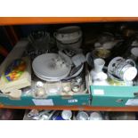 Six boxes of mixed china and glass to include Royal Doulton plates, Coalport, silver plated ware, gl