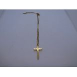 9ct yellow gold cross on 9ct twist design necklace, both marked, 5.4g approx