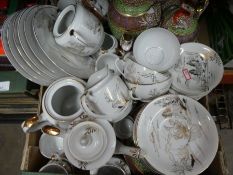 One box of Oriental tea ware to include tea pots, plates, cups and saucers, etc