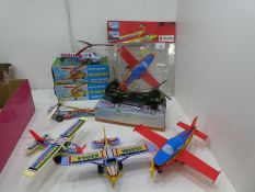 Vintage tin plate Boeing helicopters and aircraft