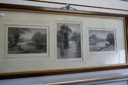 Douglas Adams, six pencil signed prints of fishing scenes in 2 panoramic style frames